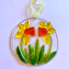 Fused glass daffodil hanging sun catcher decoration 
