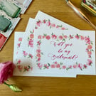 Set of 4 Hand Personalised Floral Watercolour A6 Notecards 