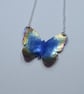 Coloured Titanium Blue Rainbow Butterfly Necklace - UK Free Post - Image 6