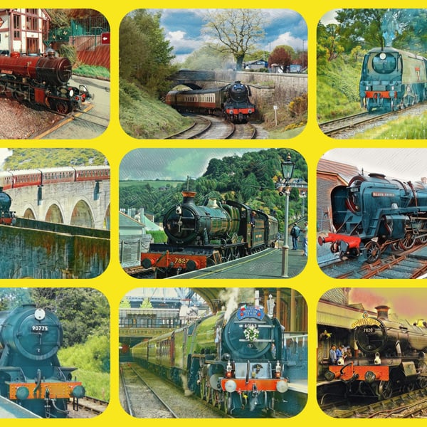 Steam Trains Greeting Card A5