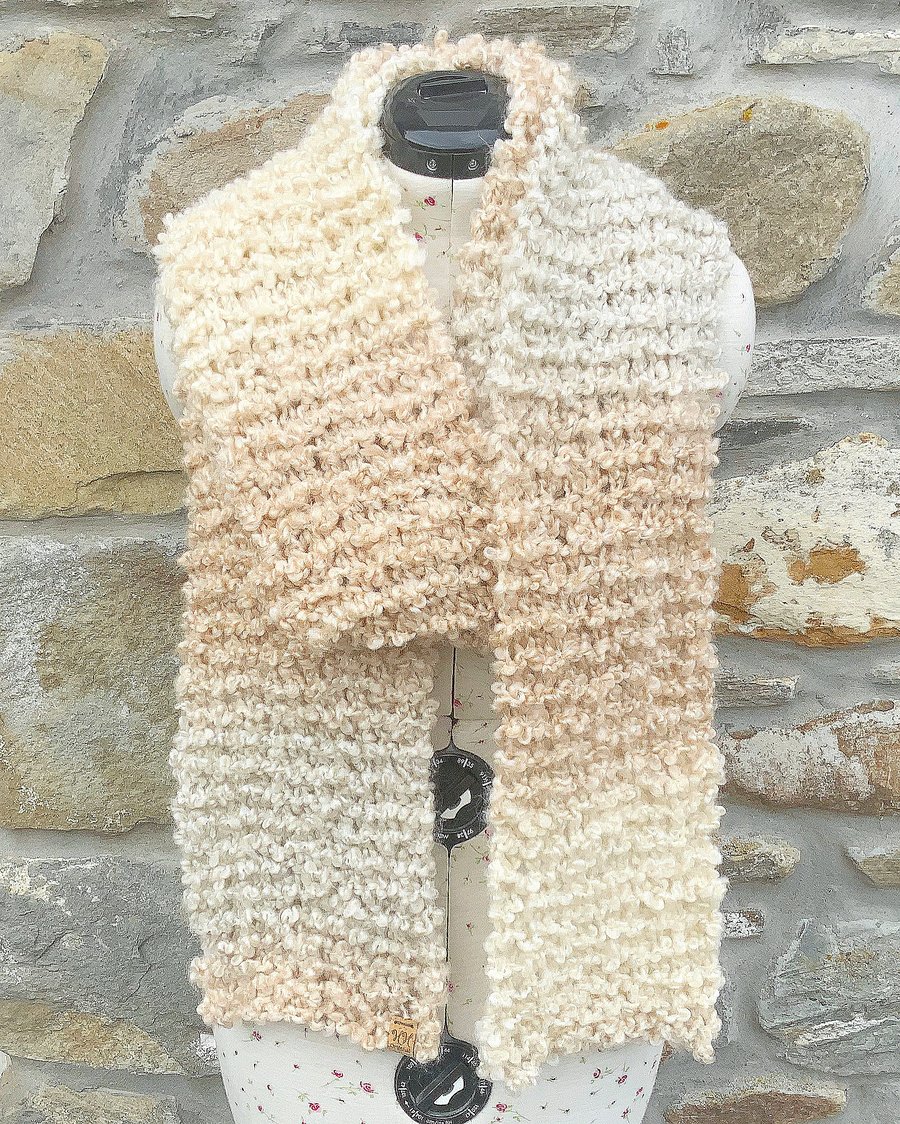 Chunky Scarf. Super Soft Scarf. Long Scarf. Cream Scarf. Knitted Scarf. 