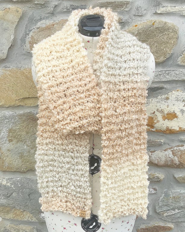 Chunky Scarf. Super Soft Scarf. Long Scarf. Cream Scarf. Knitted Scarf. 