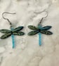 Dragonfly Earrings - Jet Matt Laser Wing - Image 1