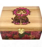Lion Decorated Wooden Trinket Keepsake Box 17cm