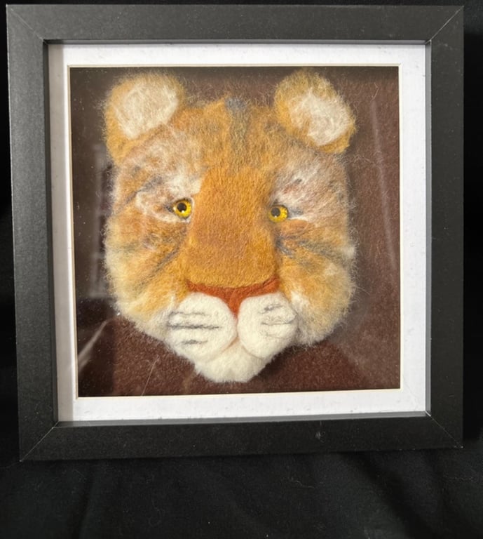 Tiger cub needfelted 3d painting 
