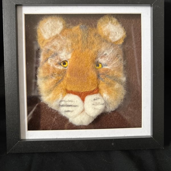 Tiger cub needfelted 3d painting 