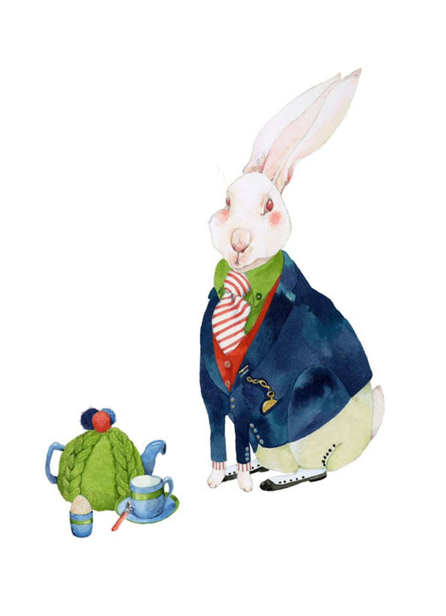 White Rabbit has Tea Giclee A4 print