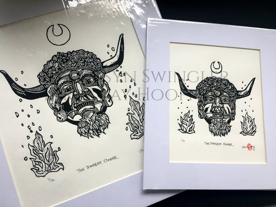 The Dorset Ooser - Ltd. Ed Lino Prints - Two Sizes Available 