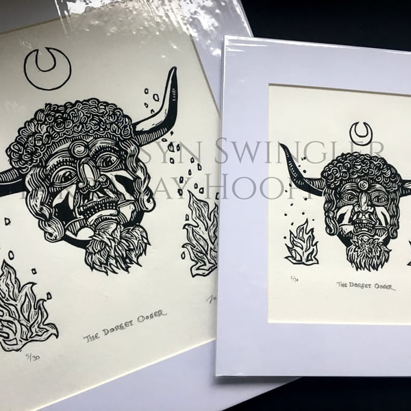 The Dorset Ooser - Ltd. Ed Lino Prints - Two Sizes Available 