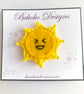 Sun brooch laughing embroidery with micro crochet sun rays - Image 4