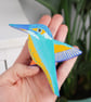 Kingfisher wall hangings, set of 2 flying miniature birds, British birds. - Image 5