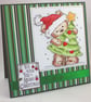 Handmade Christmas card - cute bear with Christmas tree - Image 3
