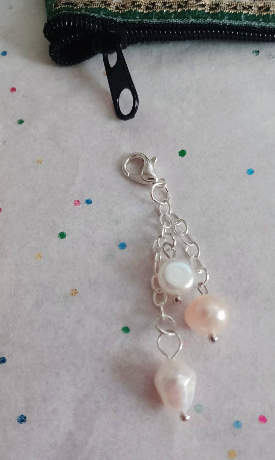 Handmade Pearl Zipper Charm