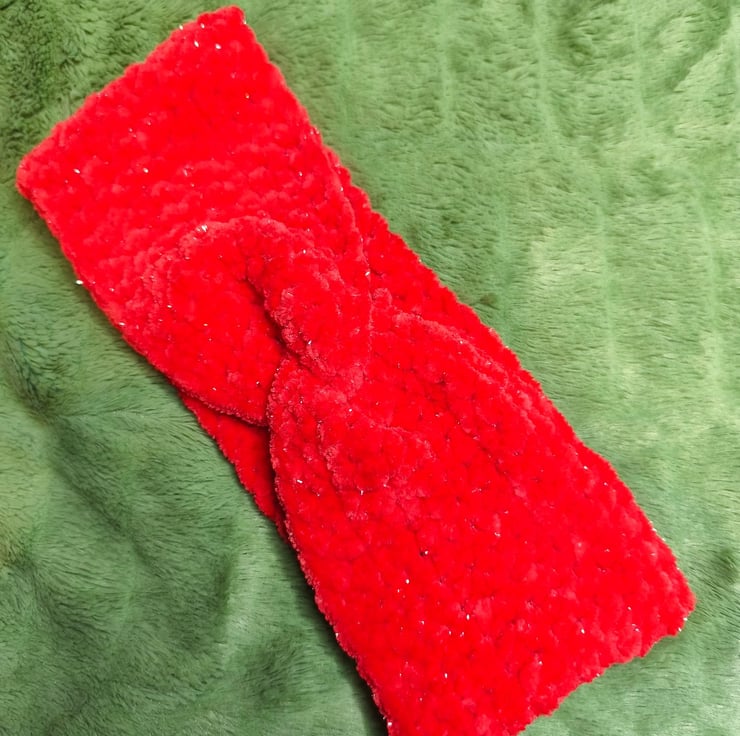 Red Glitter Headband Ear Warmer - Folksy