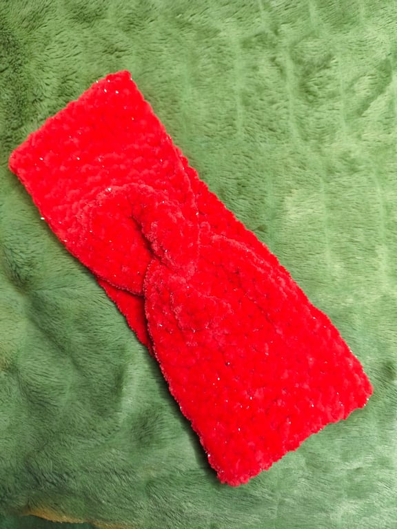 Red Glitter Headband Ear Warmer