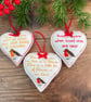 Robin Memory Handmade Hanging Heart Decorations 