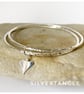Hallmarked Double Sterling Silver Bangle with Heart Charm 
