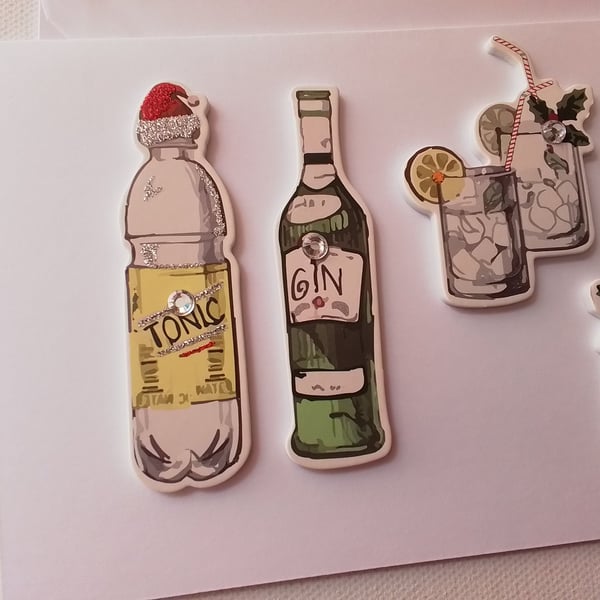 Christmas card. Gin and tonic. Ref 547