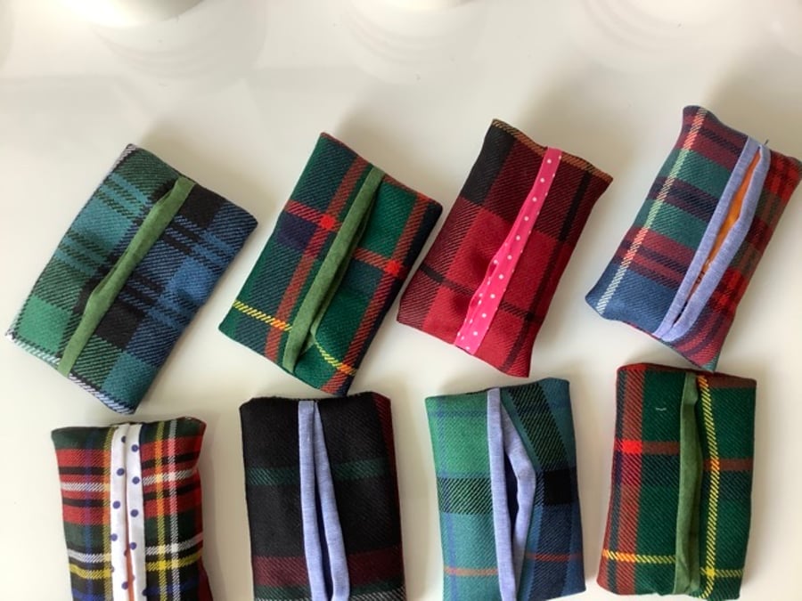  Scottish wool Tartan Pocket Tissue Cover ,Tissue Case , Gift for Her,