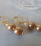 GOLD PEARL  AND CHAMPAGNE EARRINGS - - FREE SHIPPING  - Image 5
