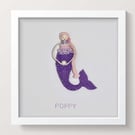 Personalised Mermaid Peg Doll Framed