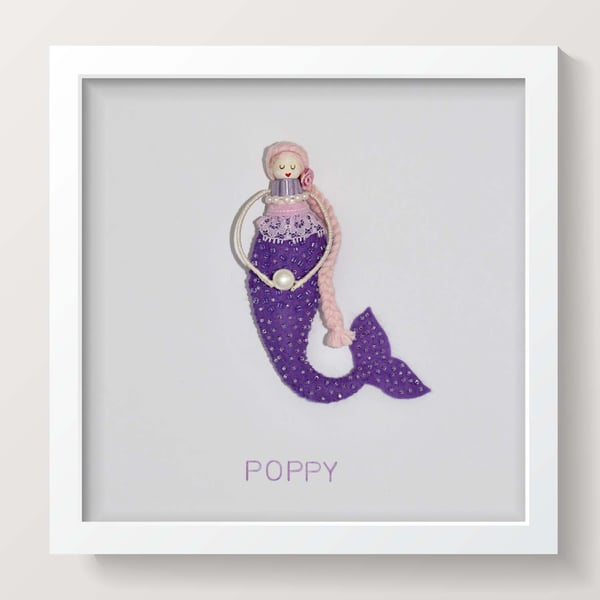 Personalised Mermaid Peg Doll Framed