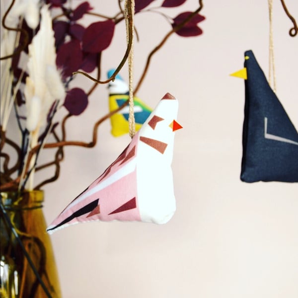 12 Birds Hanging Christmas Decorations - All