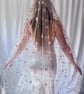 Pink Blossom Wedding Veil, Floral Embroidered Bridal Veil With 3D Flowers