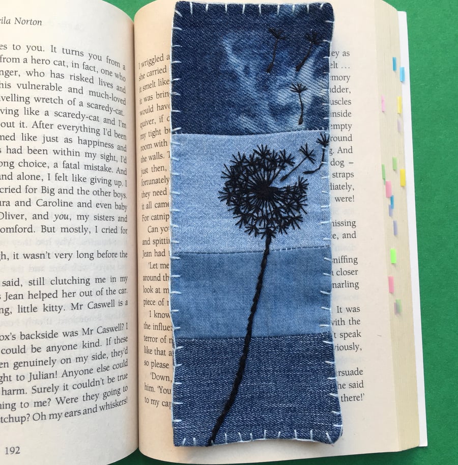 Handmade Fabric Bookmark - Dandelion In The Wind - Book accessories