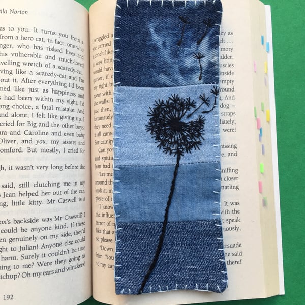 Handmade Fabric Bookmark - Dandelion In The Wind - Book accessories