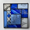 Perfectly Imperfect Stained Glass  blue and white leaf panel 