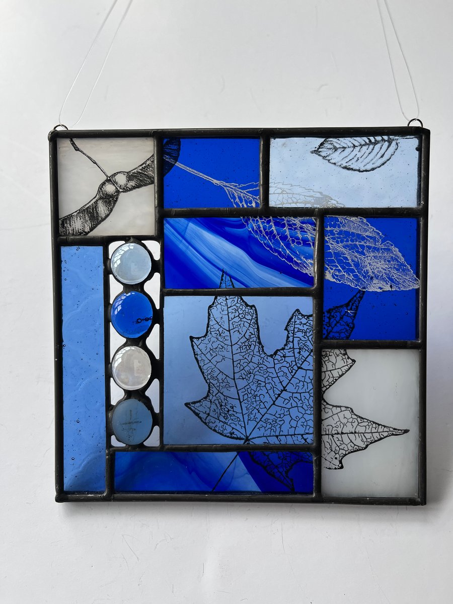 Perfectly Imperfect blue and white leaf panel 