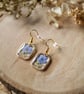 Rectangle Forget Me Not & Cow Parsley Dangle Earrings - Hypoallergenic - Image 2