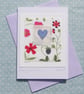 Hand-stitched heart card with cheerful Liberty tana lawn cotton background - Image 3
