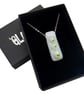 Handmade Fused Glass 'Green Hearts' Pendant. Silver Range! - Image 1