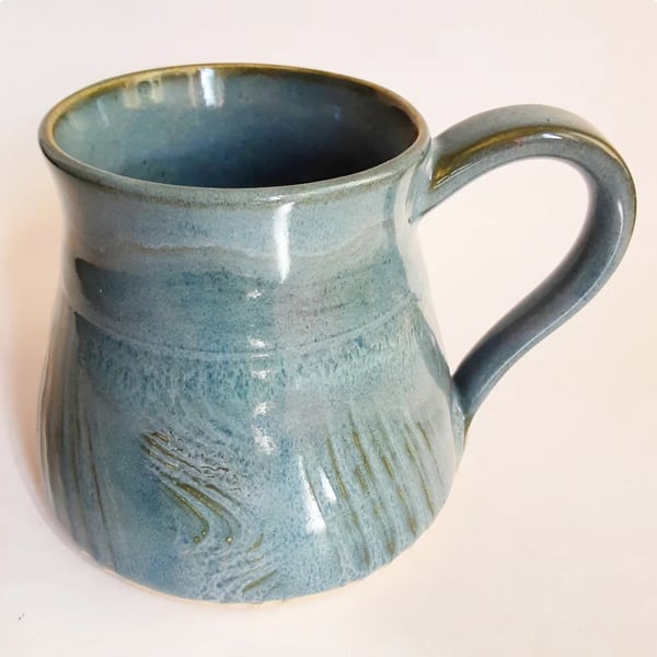 Blue Glazed Mug - Hand Thrown Stoneware Ceramic Mug 