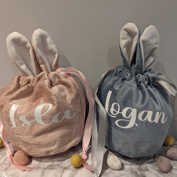 Personalised Easter Treat Bag Bunny Velvet Pouch Carrot Sweet Treat Storage Bag 