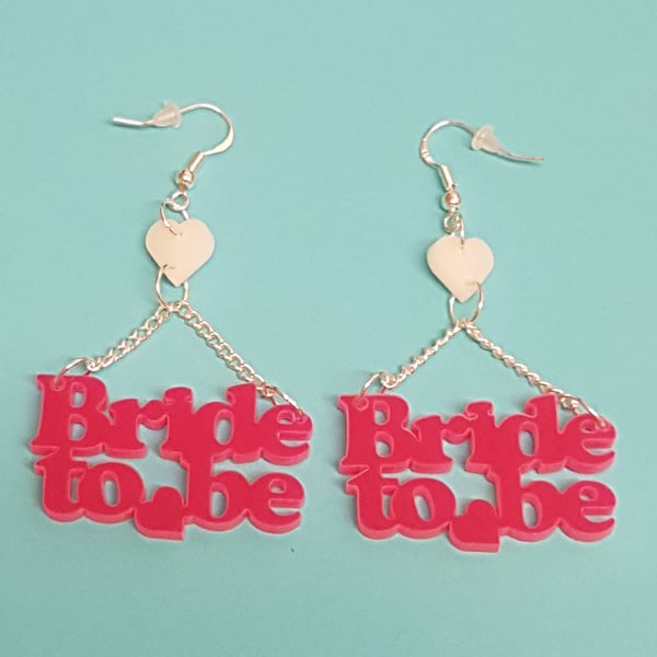 Bride to Be Hen Party Earrings - Acrylic