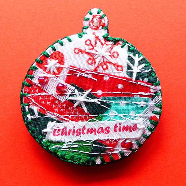 Christmas bauble brooch pin, Christmas time