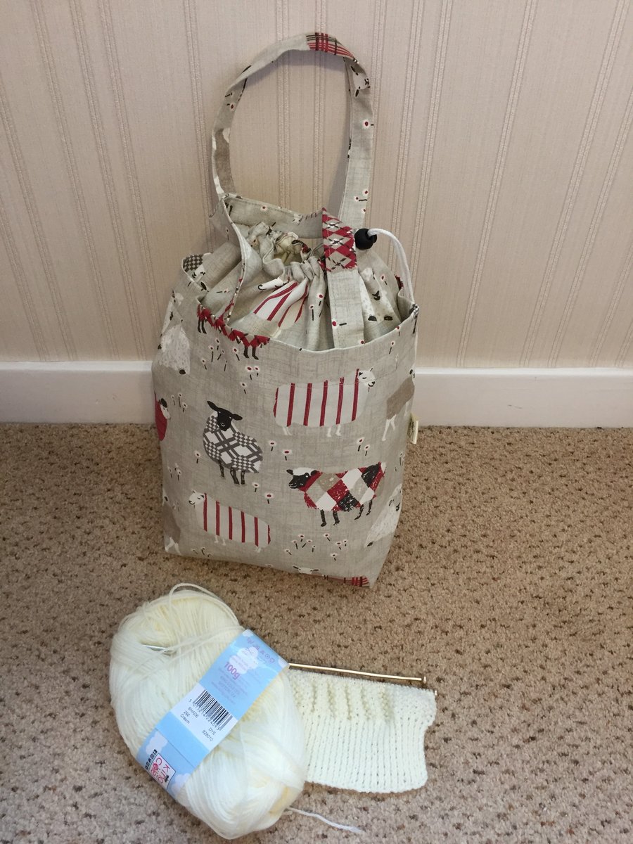 Sheep Knitting bag, Sheep Crotchet bag, Craft bag