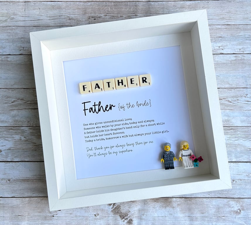 Father of the Bride Scrabble Minifigures Frame Personalised 