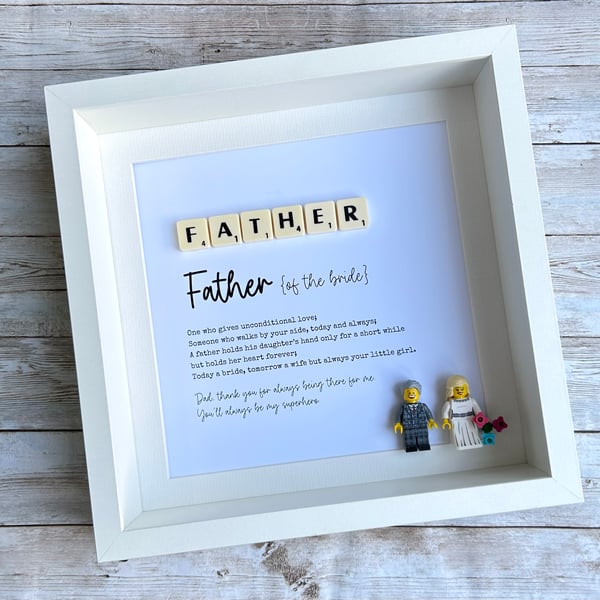 Father of the Bride Scrabble Minifigures Frame Personalised 