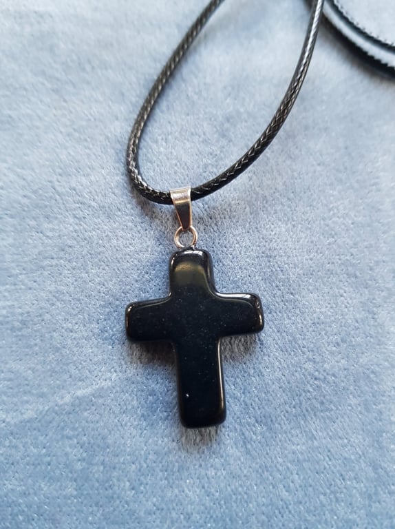 Hand Crafted Black Cross Corded Necklace