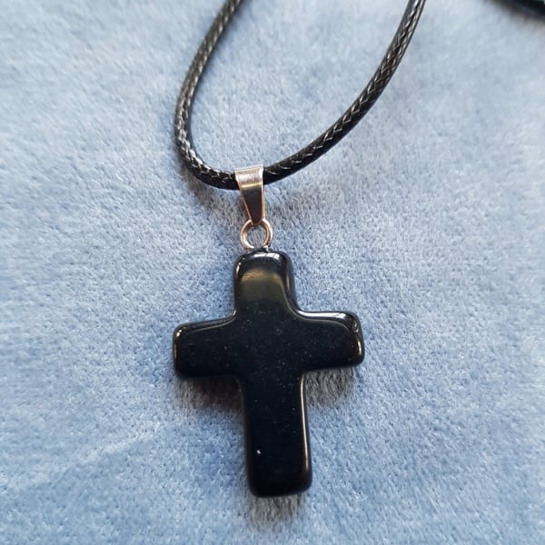 Hand Crafted Black Cross Corded Necklace