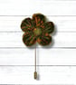 Green Flower Lapel Pin, Wedding Buttonhole - Image 1