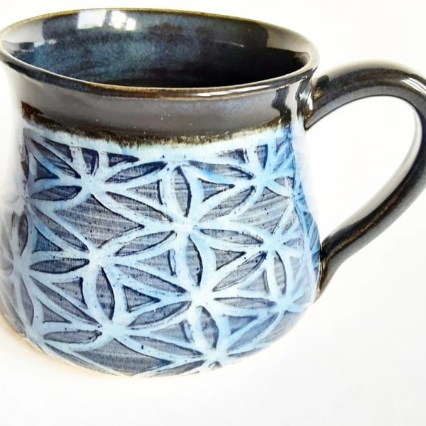 Mug - Hand Thrown Stoneware Ceramic Blue Glazed Mug 