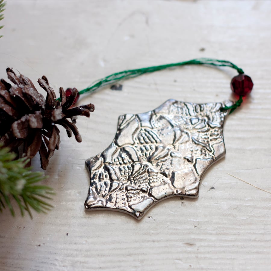 Platinum Holly decoration