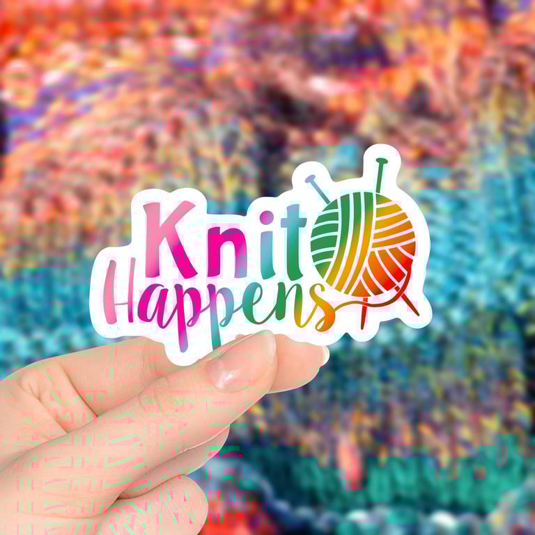 knit Happens Sticker, Knitting Stickers 