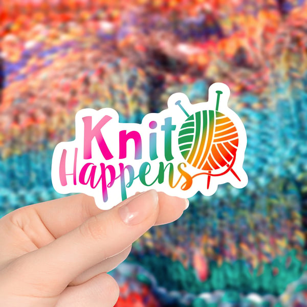 knit Happens Sticker, Knitting Stickers 