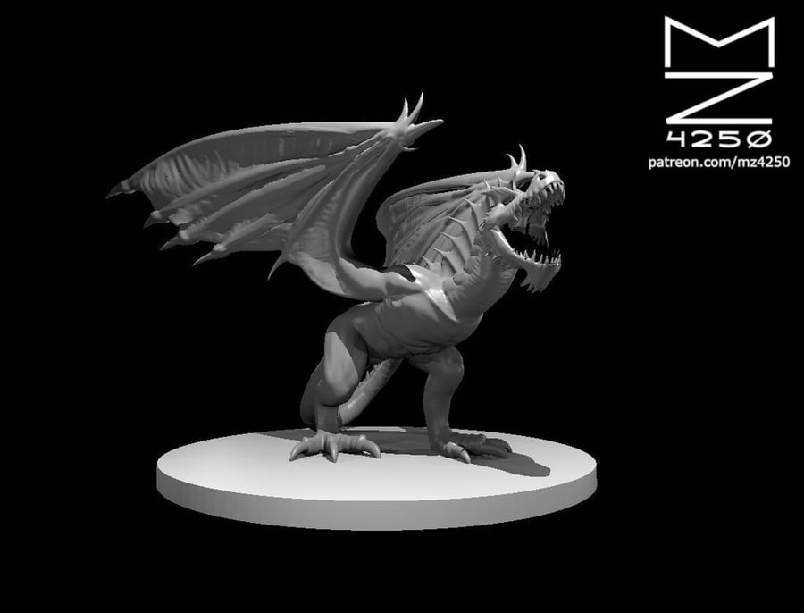 Green Wyvern - 3D Printed Resin DnD Pathfinder Figure Mini Miniature